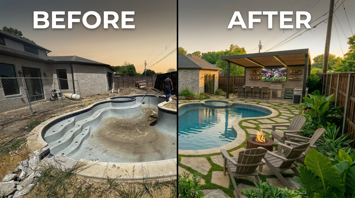 Before and After — 1002 Cardinal Pool Remodel