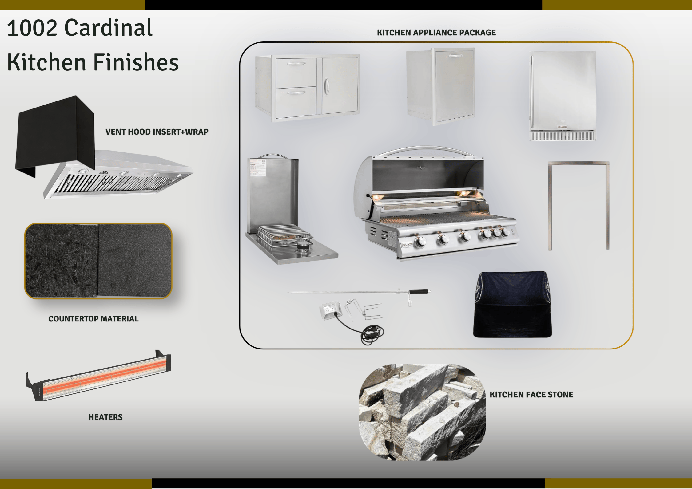 Kitchen materials and appliance selections